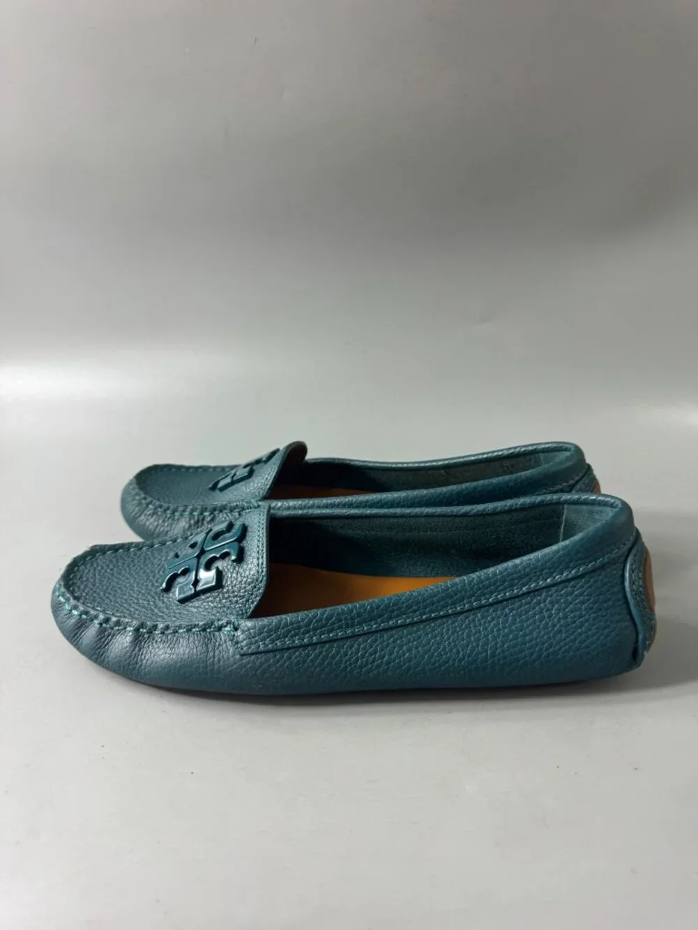 Tory Burch Teal Leather Loafers, Size 7 1/2
